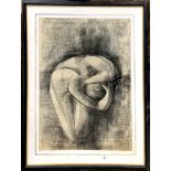 A large framed charcoal study, signed AE Hance, frame size 85 x 66cm.