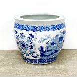 A Chinese hand painted porcelain fishbowl / planter, Dia. 41cm, H. 36cm.
