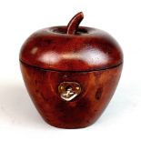 A wooden apple shaped tea caddy, H. 12cm.