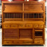 A large vintage pine kitchen cabinet, W. 173cm, H. 181cm, D. 47cm.