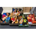 Five boxes of vintage toys.