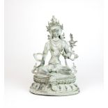 A Tibetan bronze figure of a seated Tara, H.33cm, W. 22cm.