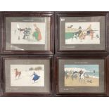 A set of four framed 1902 prints after L Thackery Edwards of horse trading, frame size 47 x 60cm.