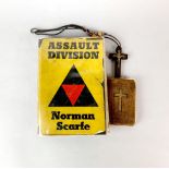 A copy of Assault Division with personal notations inside and badges, together with a crucifix and