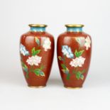 A pair of Chinese cloisonne vases, H. 20cm.