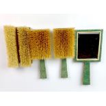 A 1920's shagreen dressing table set, mirror L. 23cm.