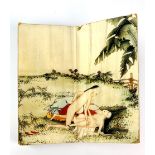 A Chinese folding book of erotic pictures, 9.5 x 18.5 x 3cm.