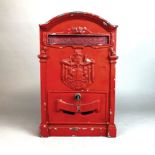 A vintage painted metal post box, 40 x 24.5 x 9cm.