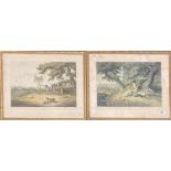 A pair of early hunting prints, frame size 47 x 59cm.