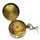 A brass watchman's clock, Dia. 9cm.