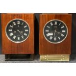 Two Russian 1970's wall clocks, 29 x 45cm.