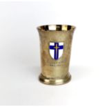 A cased WWII hallmarked silver presentation beaker, presented by the Commander of the Second Army,