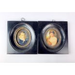 A pair of Georgian style reproduction printed miniatures, 10 x 11cm.