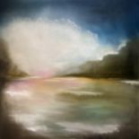 Sarah Campbell, "Angels Loch", oil on canvas, 100 x 100cm, c. 2023. Somewhere in Scotland around a