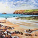 Alix Baker, " Autumn day, Polzeath, N Cornwall", oil on canvas board, 30 x 30cm, frammed 46x 46cm,