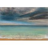 Elena Petrova, "Sea (pastel)", soft paper on pastel, 30 x 21cm, c. 2023. The painting is signed by