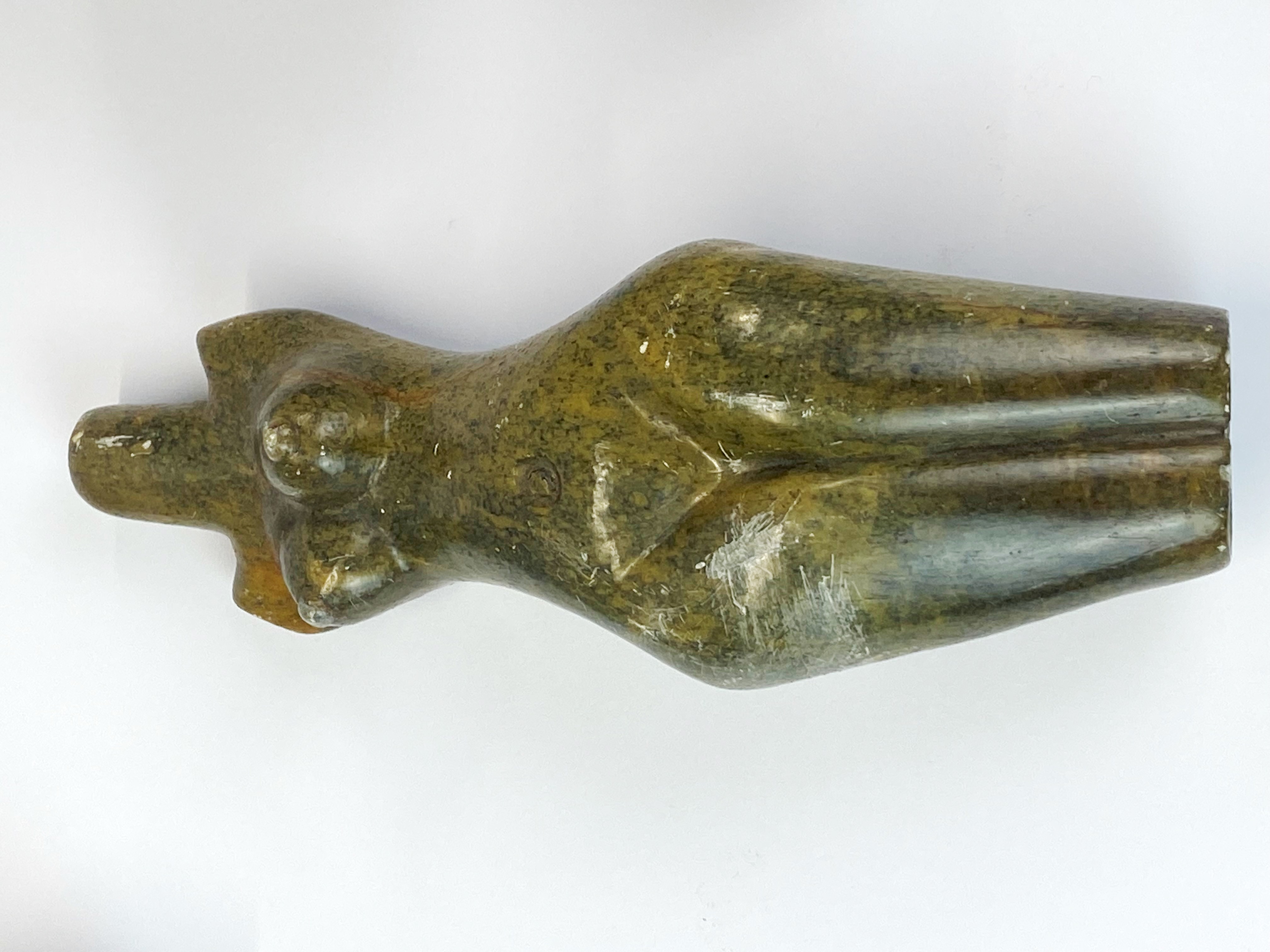 Three carved Zimbabwe soapstone figures, longest L. 20cm. - Image 3 of 6