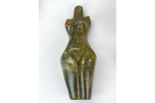 Three carved Zimbabwe soapstone figures, longest L. 20cm. - Image 3 of 6