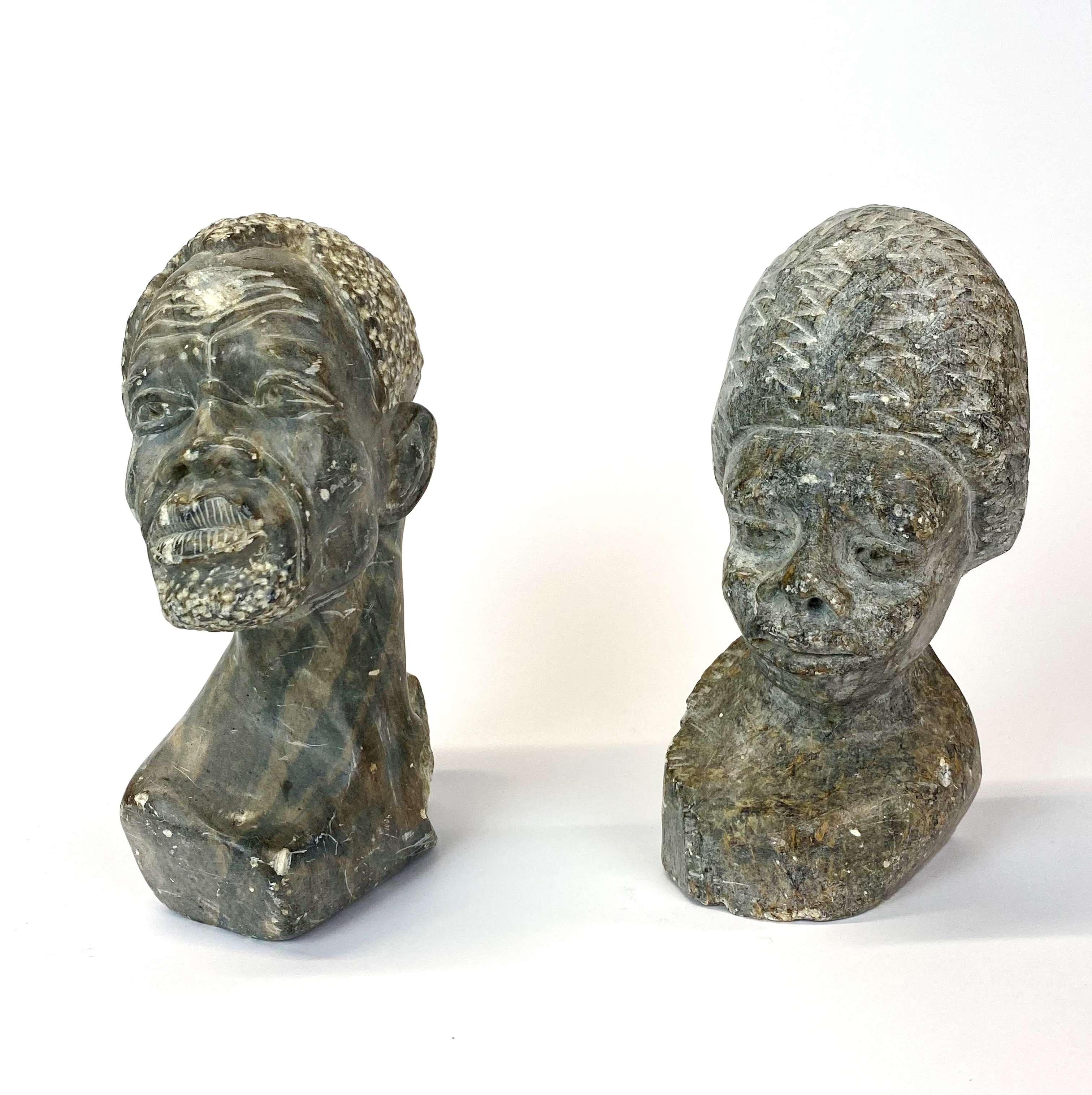 Three carved Zimbabwe soapstone figures, longest L. 20cm. - Image 5 of 6