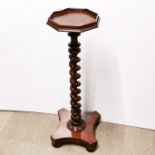 A Victorian mahogany barley twist stem plant stand, H. 82cm.