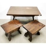 A signed 'Jack Grimble' of Cromer oak table 77 x 48 x 43cm, some marks to top, together with a