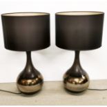 A pair of contemporary ceramic table lamps and shades, overall H. 60cm.