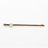 A 9ct rose gold diamond set brooch, L. 4.5cm.