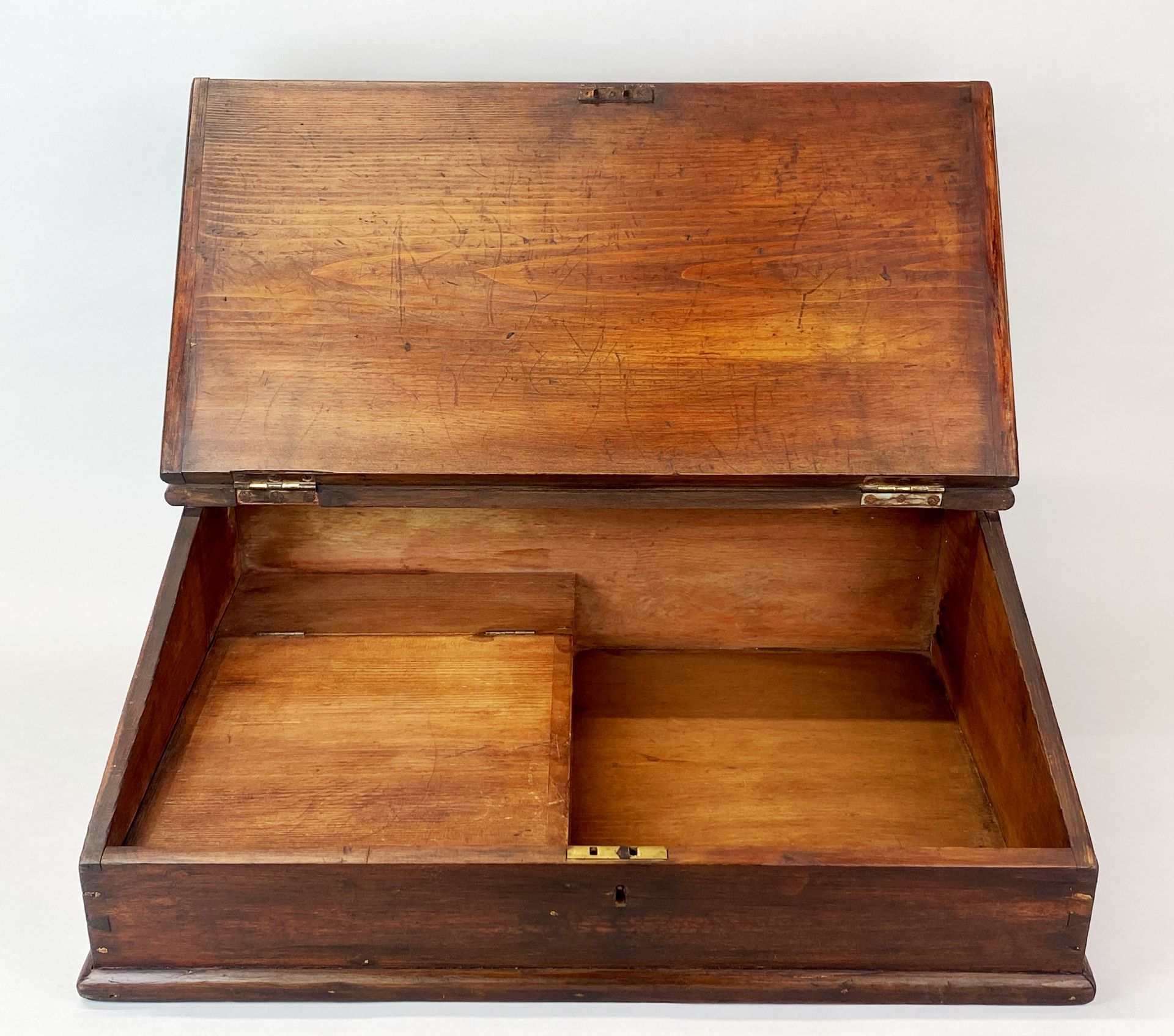 A Victorian pine lap desk, 52 x 36 x 17cm. - Image 2 of 3