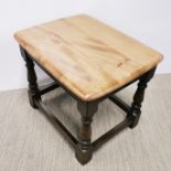 A small oak Ercol side table with turned legs, 46 x 38 x 37cm.