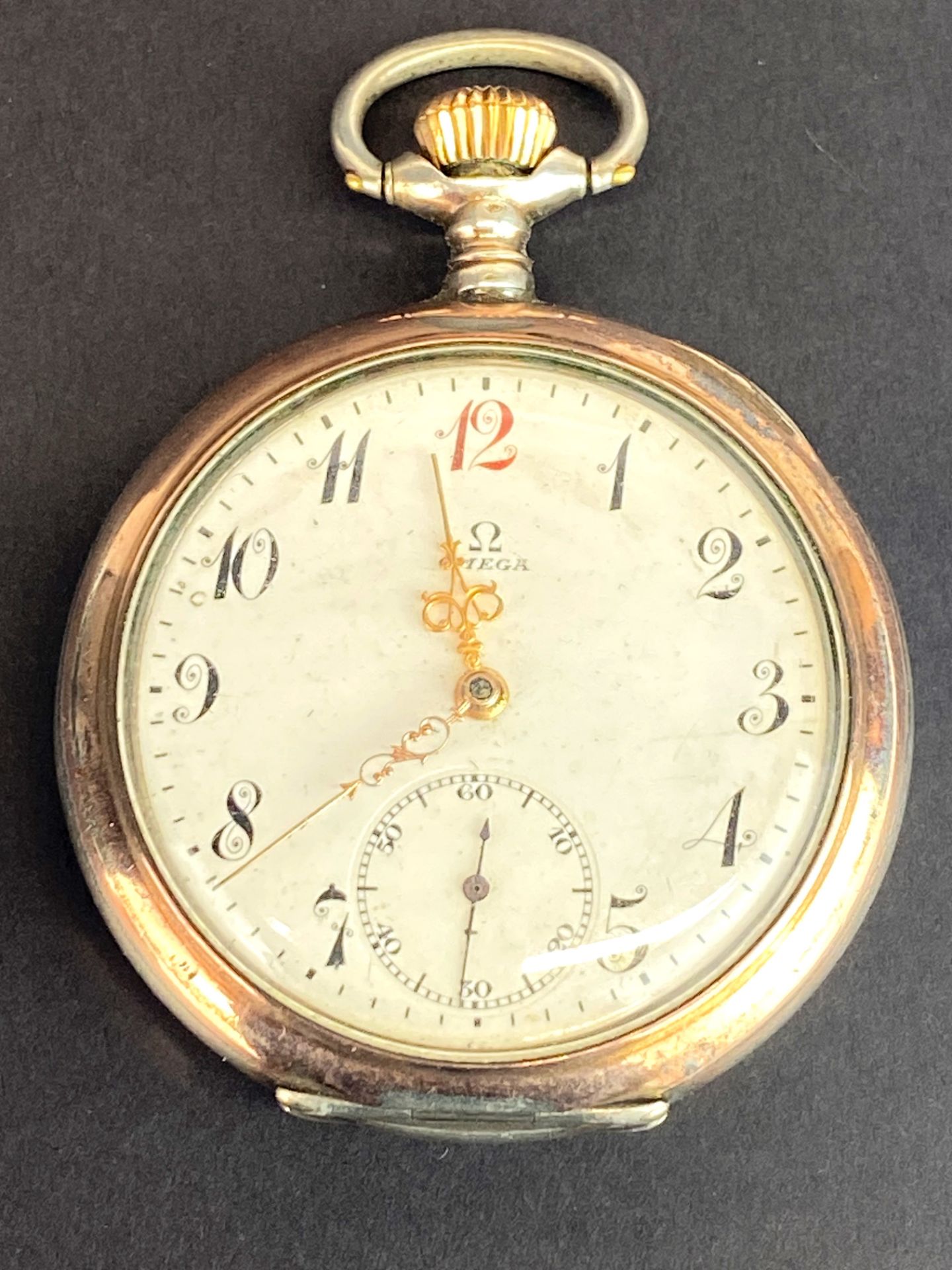 An .800 silver cased Omega pocket watch, appears to be in working order but untested. - Image 2 of 3