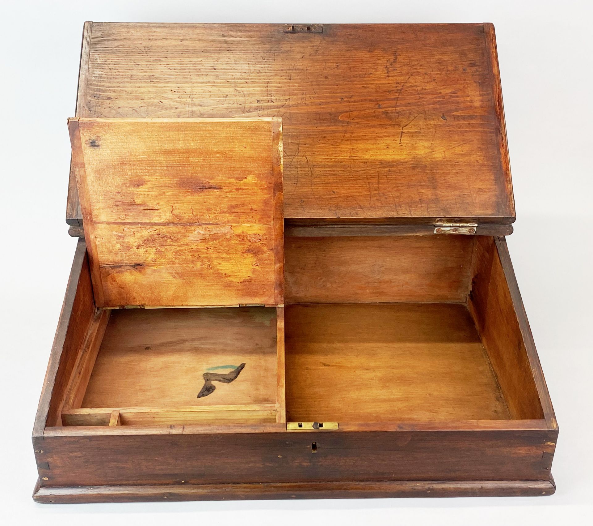 A Victorian pine lap desk, 52 x 36 x 17cm. - Image 3 of 3