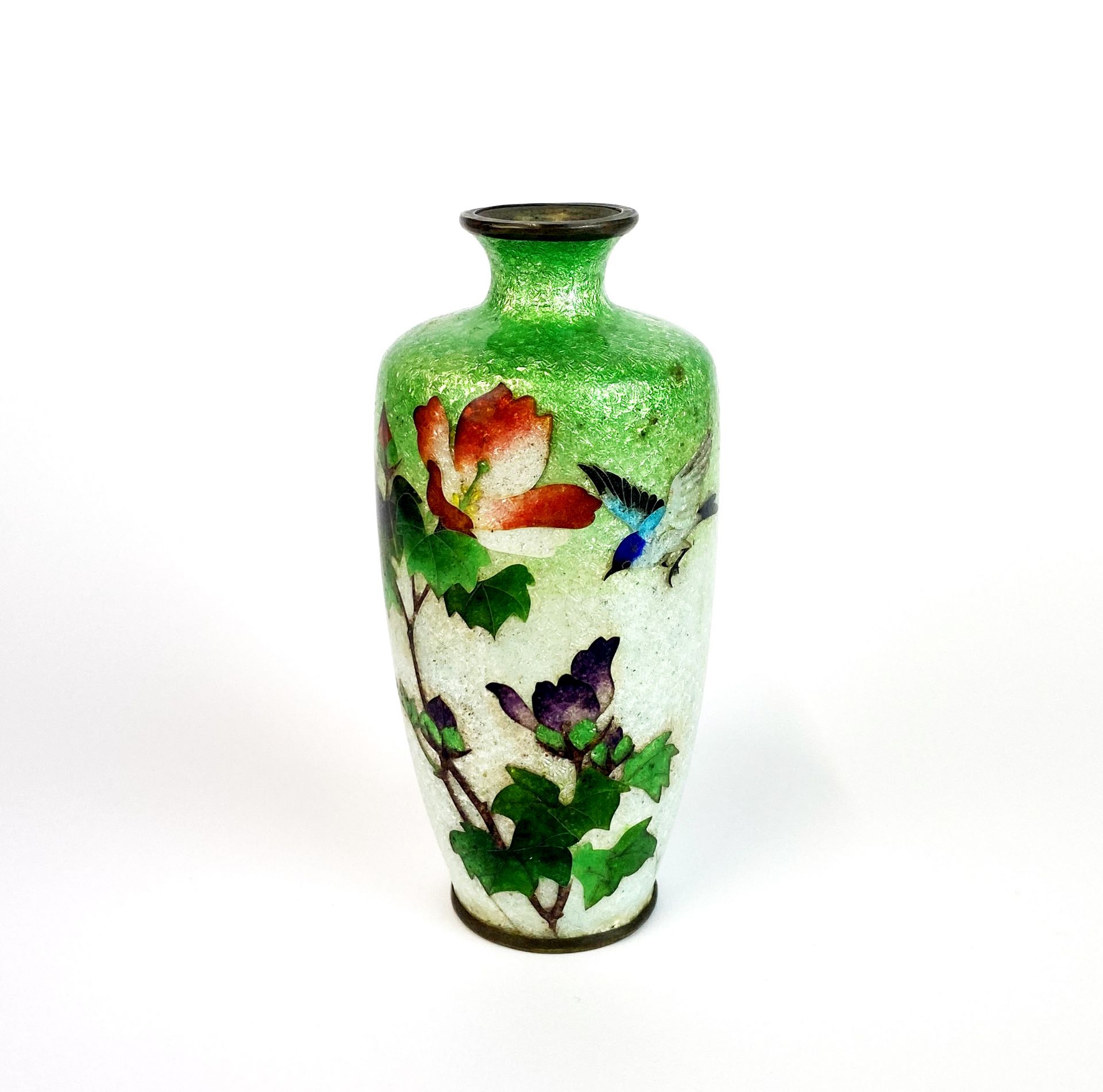 A group of three 19th/early 20th century Japanese cloisonne vases, tallest H. 13.5cm. - Image 4 of 5