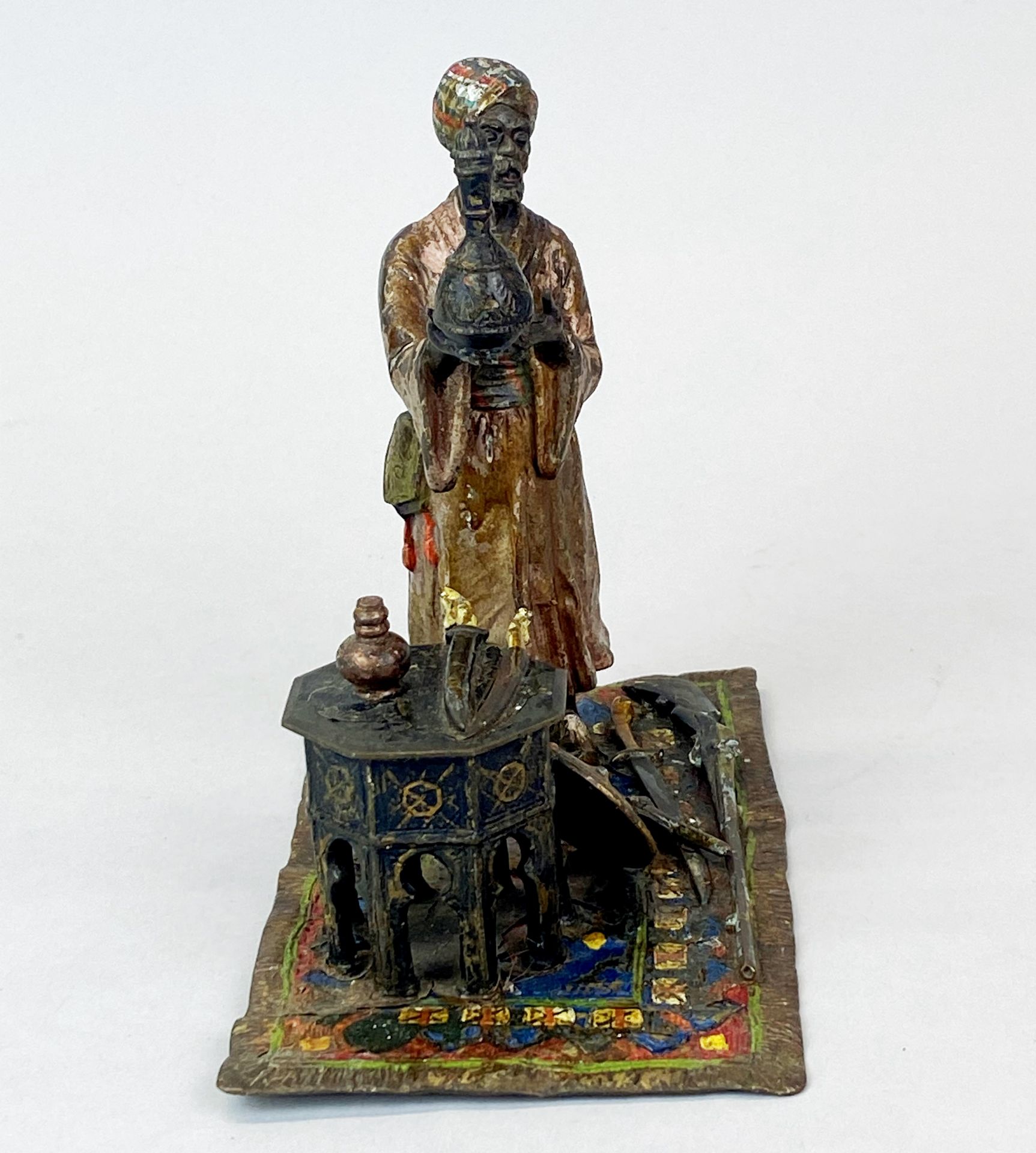 An early 20th Century Vienna cold painted bronze figure of an Arab trader, H. 14.5cm. - Image 4 of 5