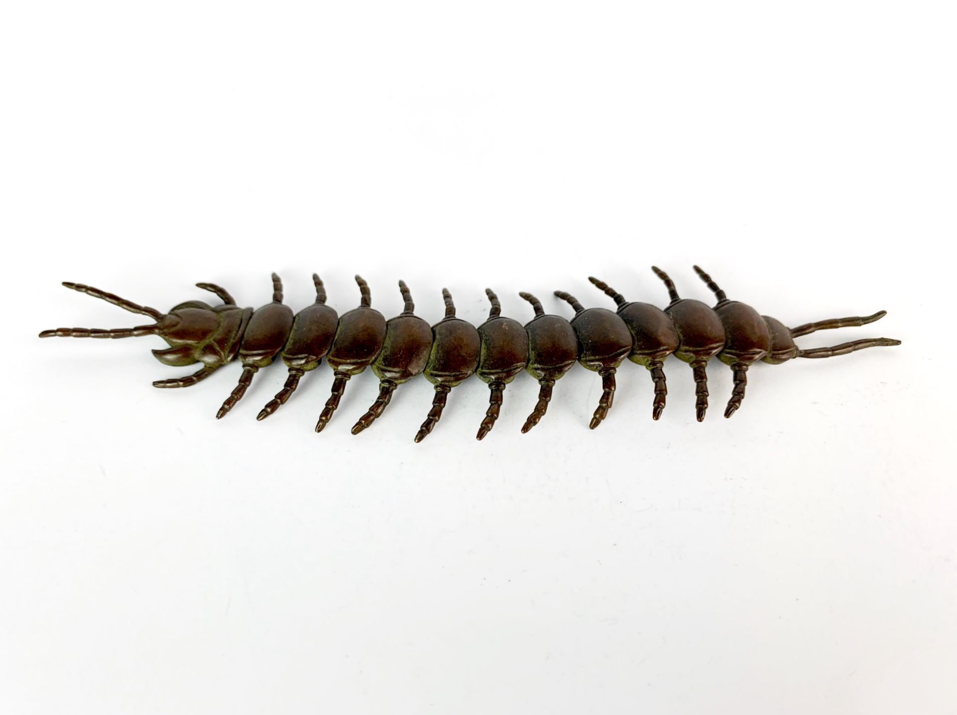 A large Japanese articulated bronze centipede, L. 16cm. - Image 2 of 3