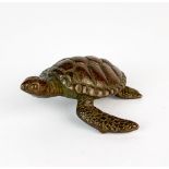 A Japanese cast bronze model of a turtle, L. 5cm W. 6cm.
