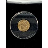 A 1913 cased half sovereign.