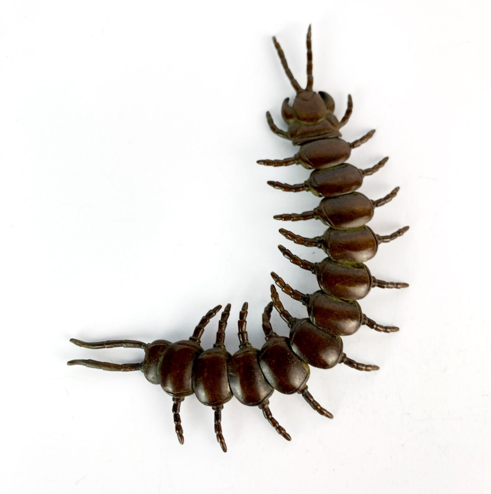A large Japanese articulated bronze centipede, L. 16cm. - Image 3 of 3
