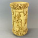 An oriental design heavy resin vase/ stick stand imitating ivory, H. 37cm.