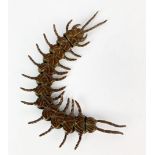 A large Japanese articulated bronze centipede, L. 16cm.