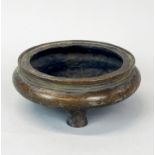 A Chinese bronze censer, Dia. 16cm H. 6cm.