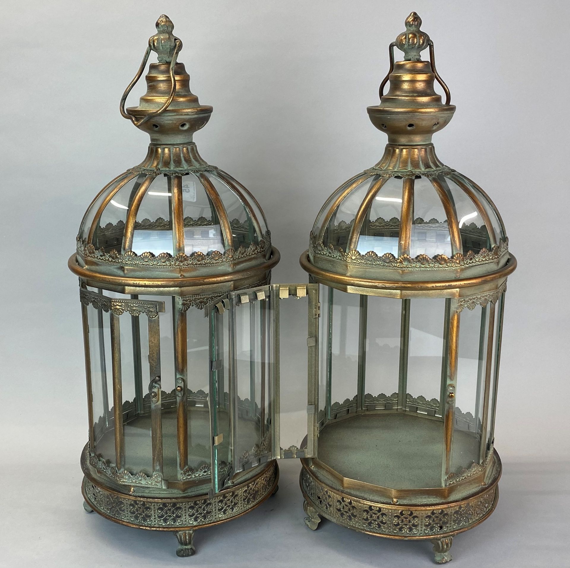 A pair of classical garden storm lanterns, H. 59cm. - Image 2 of 2