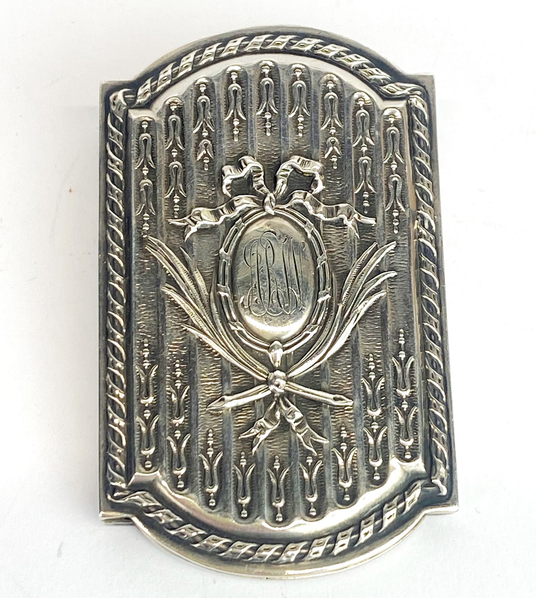 A mid 19th century (c. 1850-60) French silver (tested) desk paperclip, 8.5 x 4cm. - Image 2 of 3