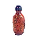 An interesting reconstituted amber Chinese snuff bottle, H. 8cm.