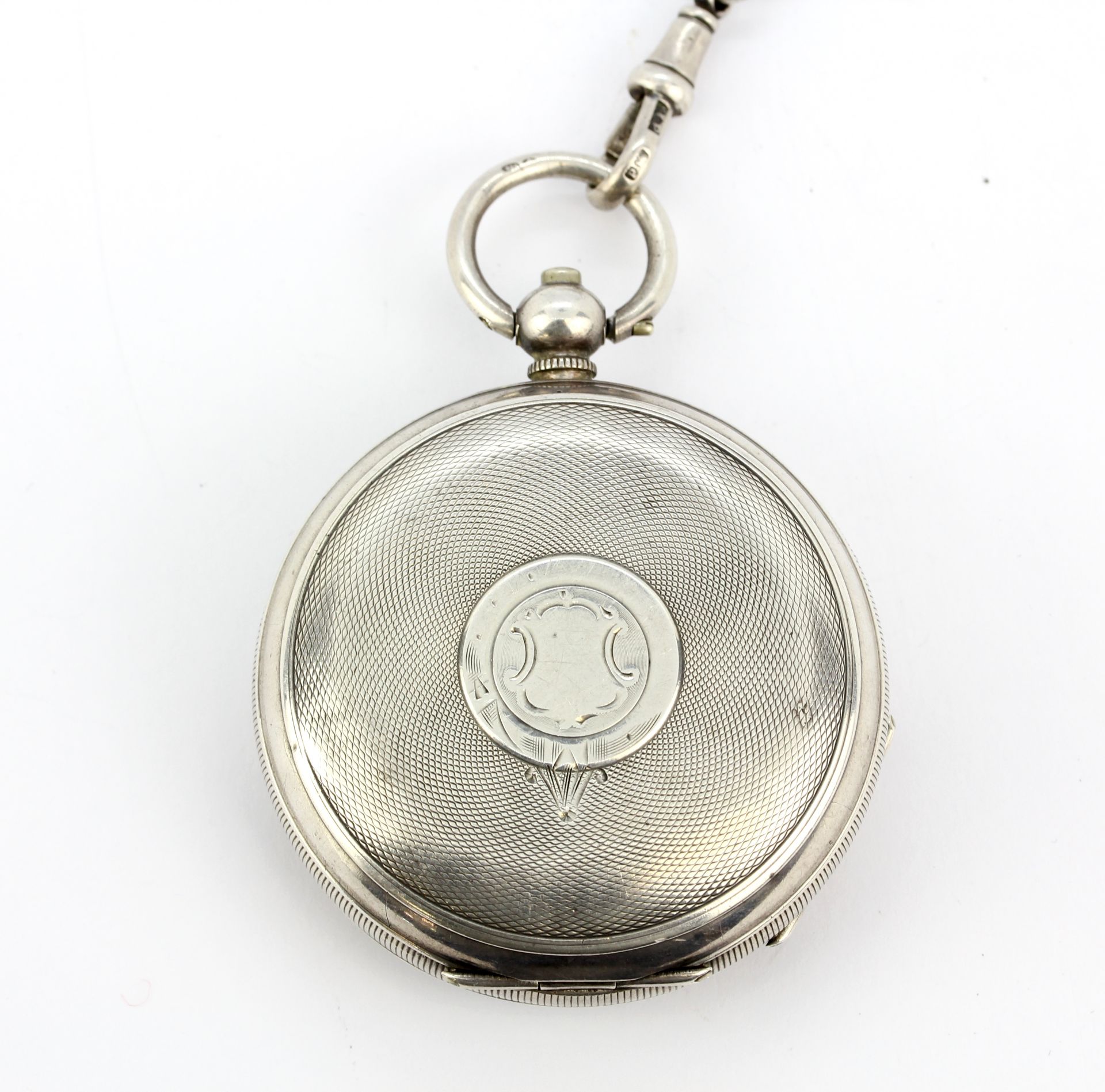 A hallmarked 925 silver cased pocketwatch on a hallmarked silver Albert chain. - Image 3 of 4