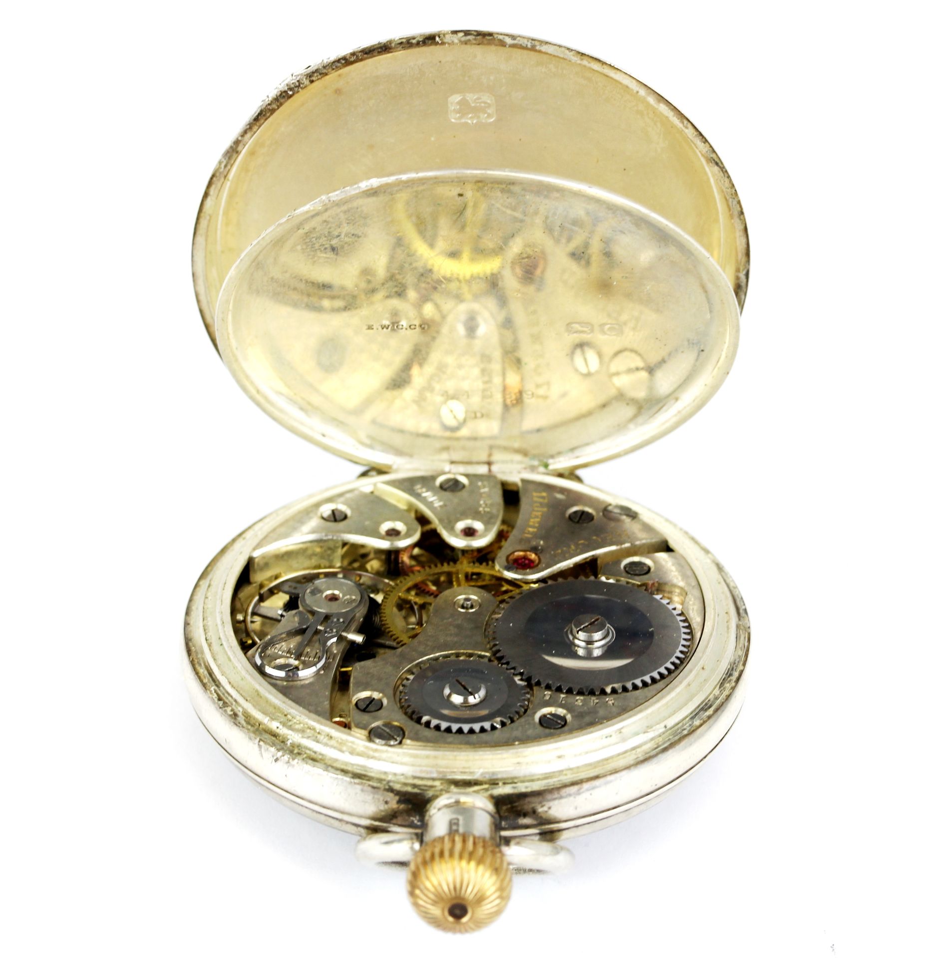 A hallmarked silver cased top wind 'Record' pocketwatch, together with a further white metal ' - Image 4 of 4