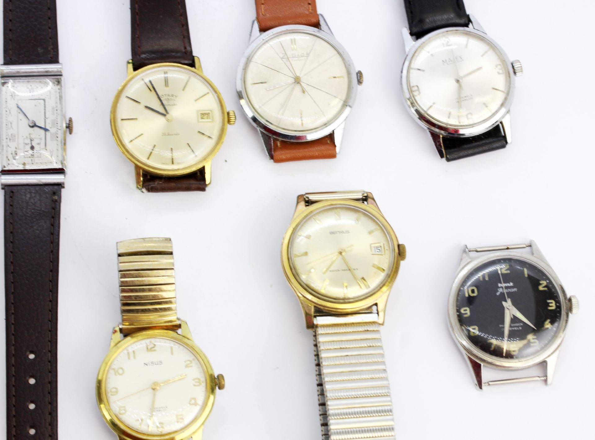 A group of eight wristwatches with a further watch face, including Rotary and Record. - Image 3 of 3