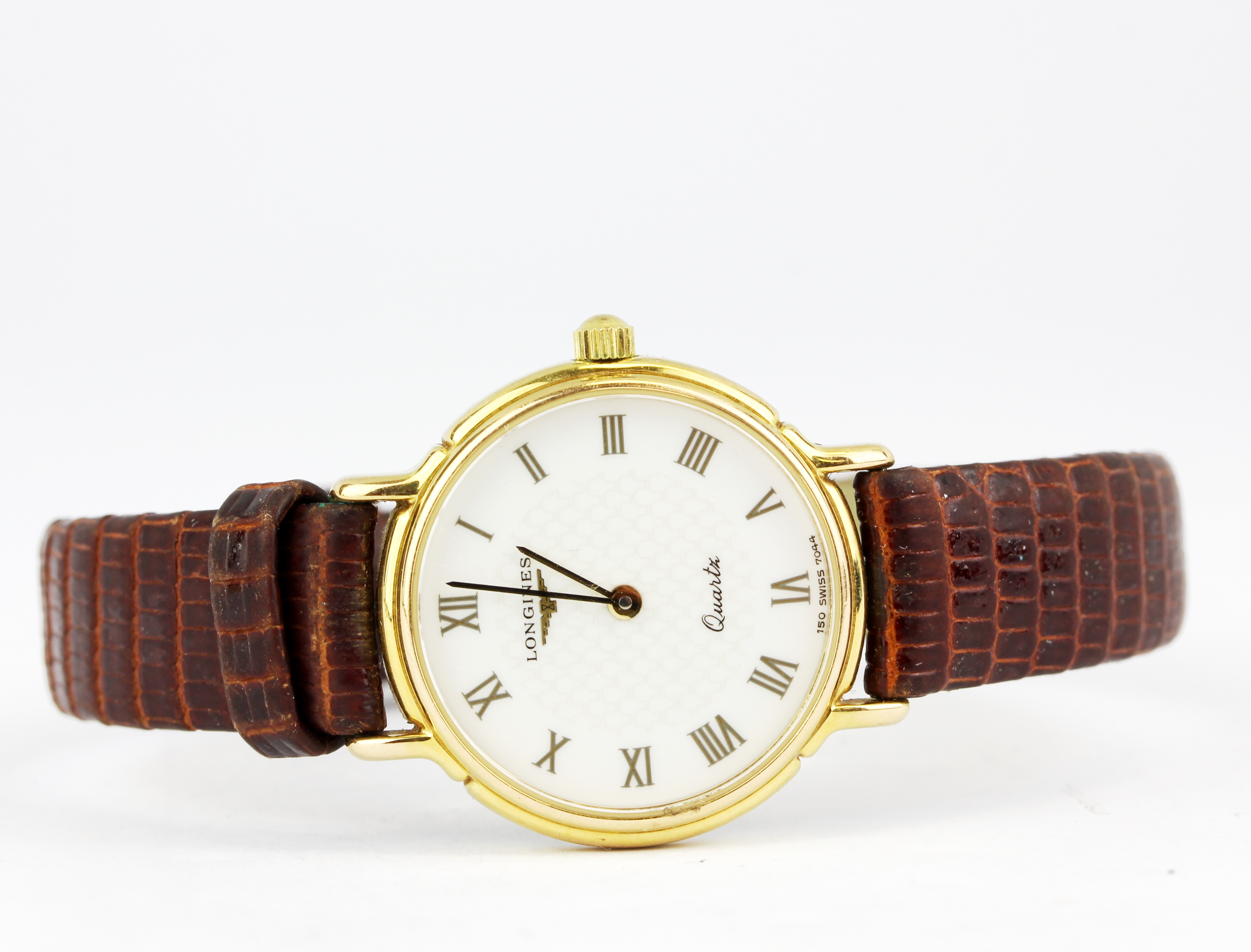 A Longines gold plated wristwatch (no. 24445181 7044) on a brown leather strap. - Image 2 of 5