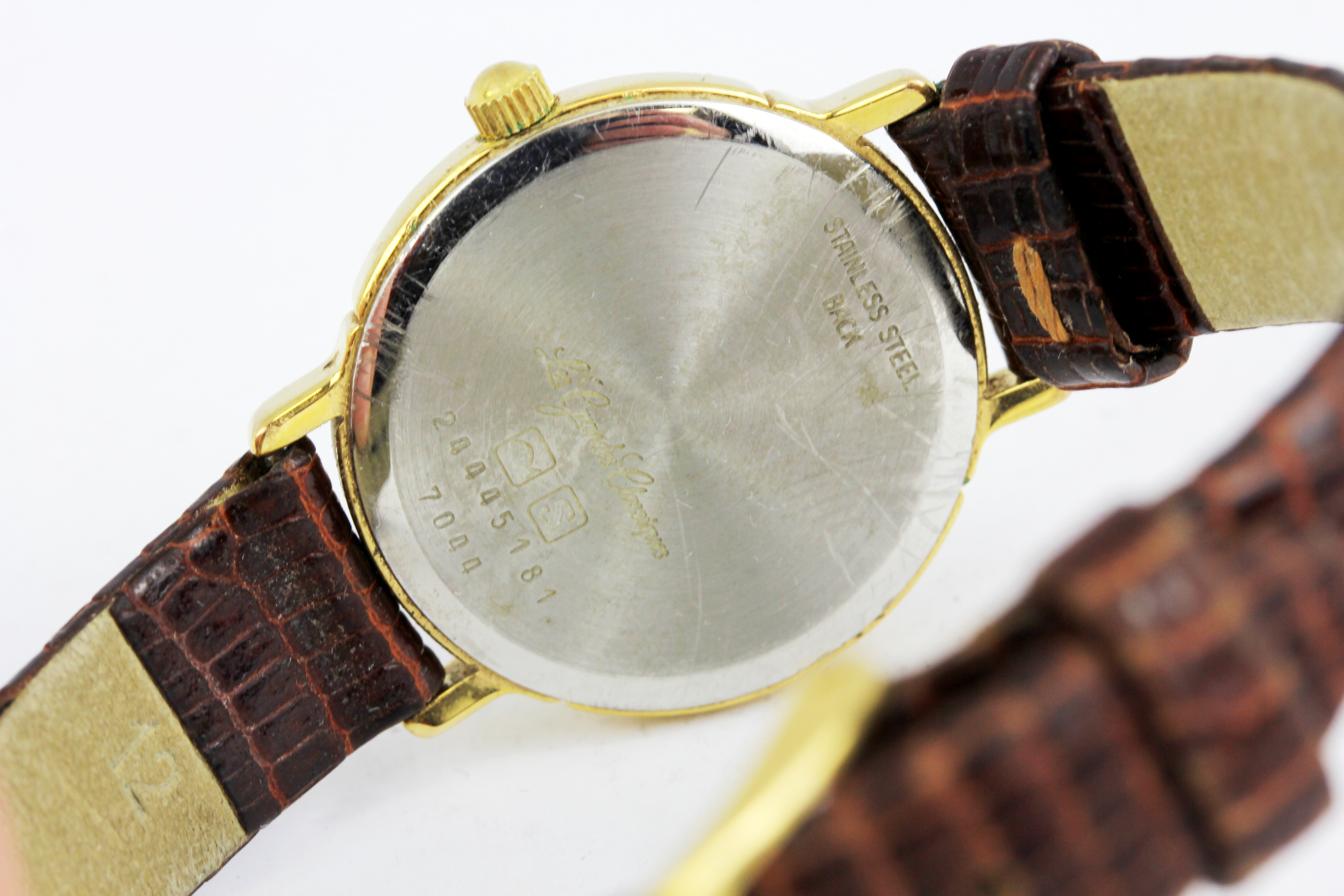 A Longines gold plated wristwatch (no. 24445181 7044) on a brown leather strap. - Image 4 of 5