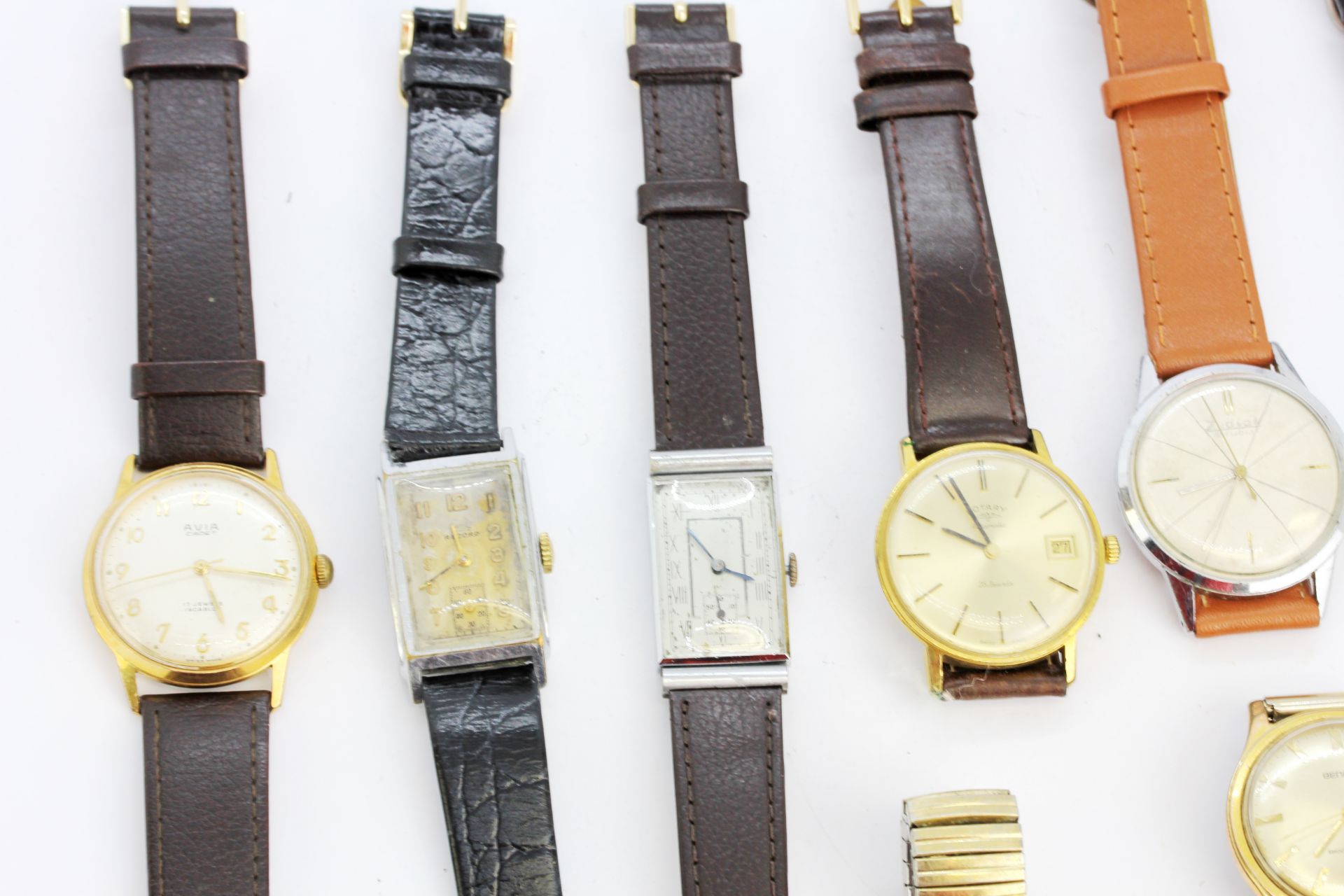 A group of eight wristwatches with a further watch face, including Rotary and Record. - Image 2 of 3