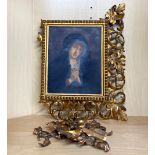 A lovely 18th/ early 19th Century oil on canvas of the Virgin Mary in a gilt wooden frame, oil